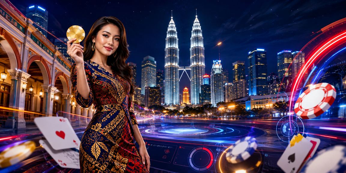 Pemain poker di Kuala Lumpur menikmati permainan kad dengan latar budaya batik Malaysia